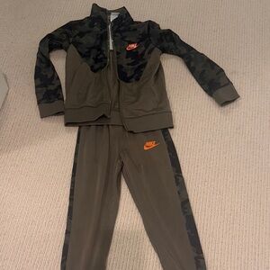 Nike Olive Camo Zip Jacket & Pants with Orange Swoosh